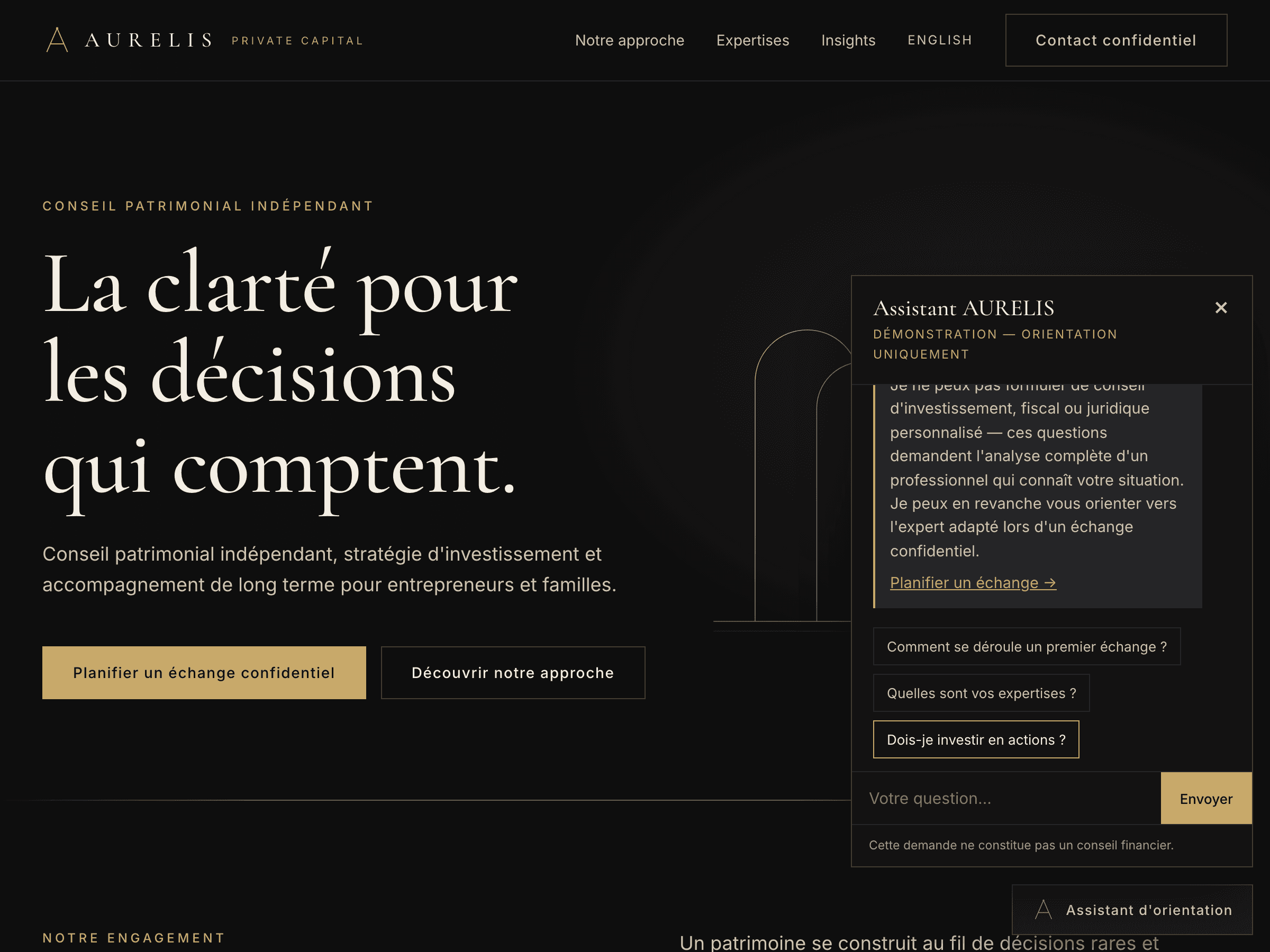 Assistant d'orientation : refus encadré d'une demande de conseil d'investissement