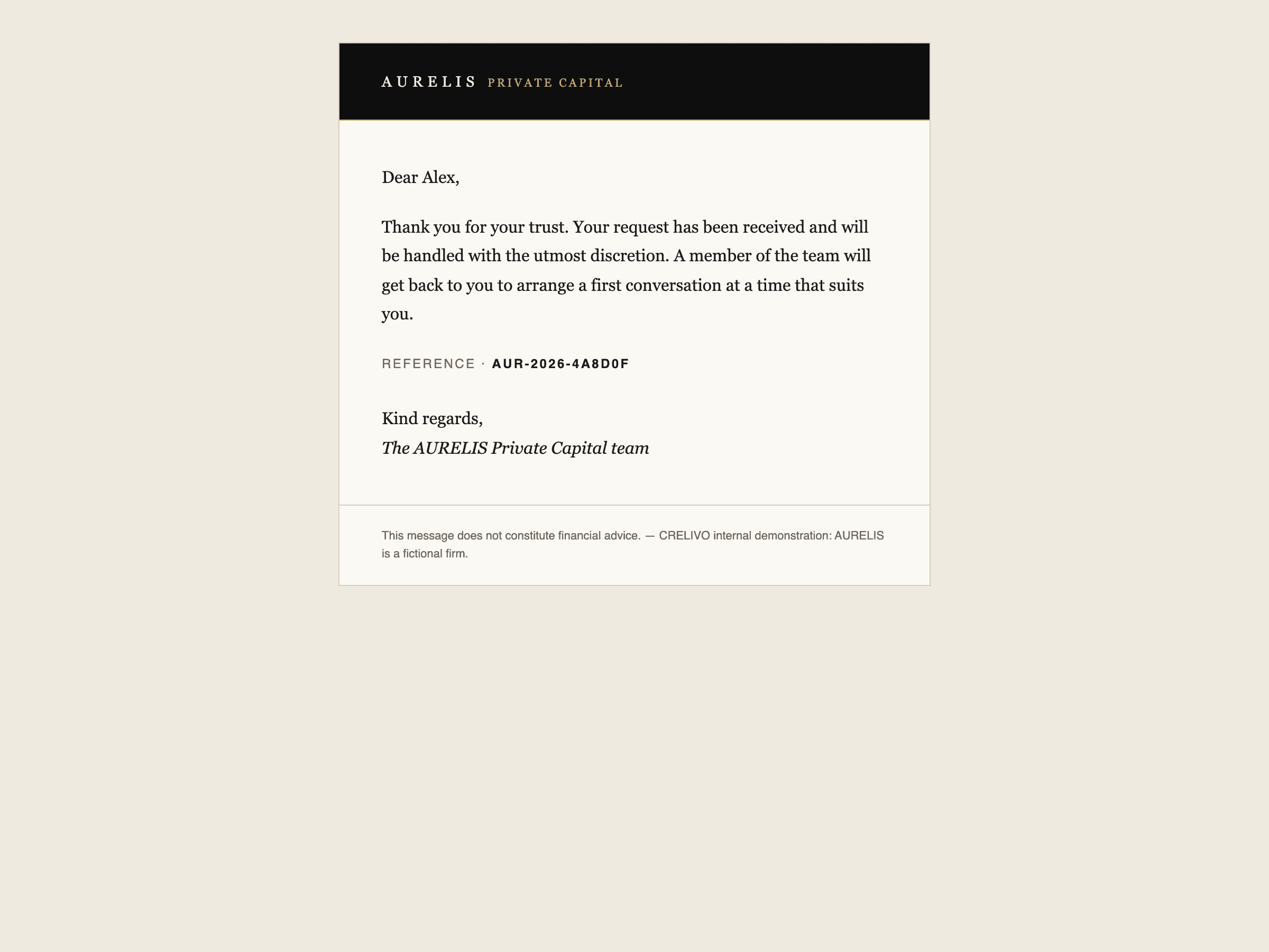 E-mail de confirmation sobre, bilingue