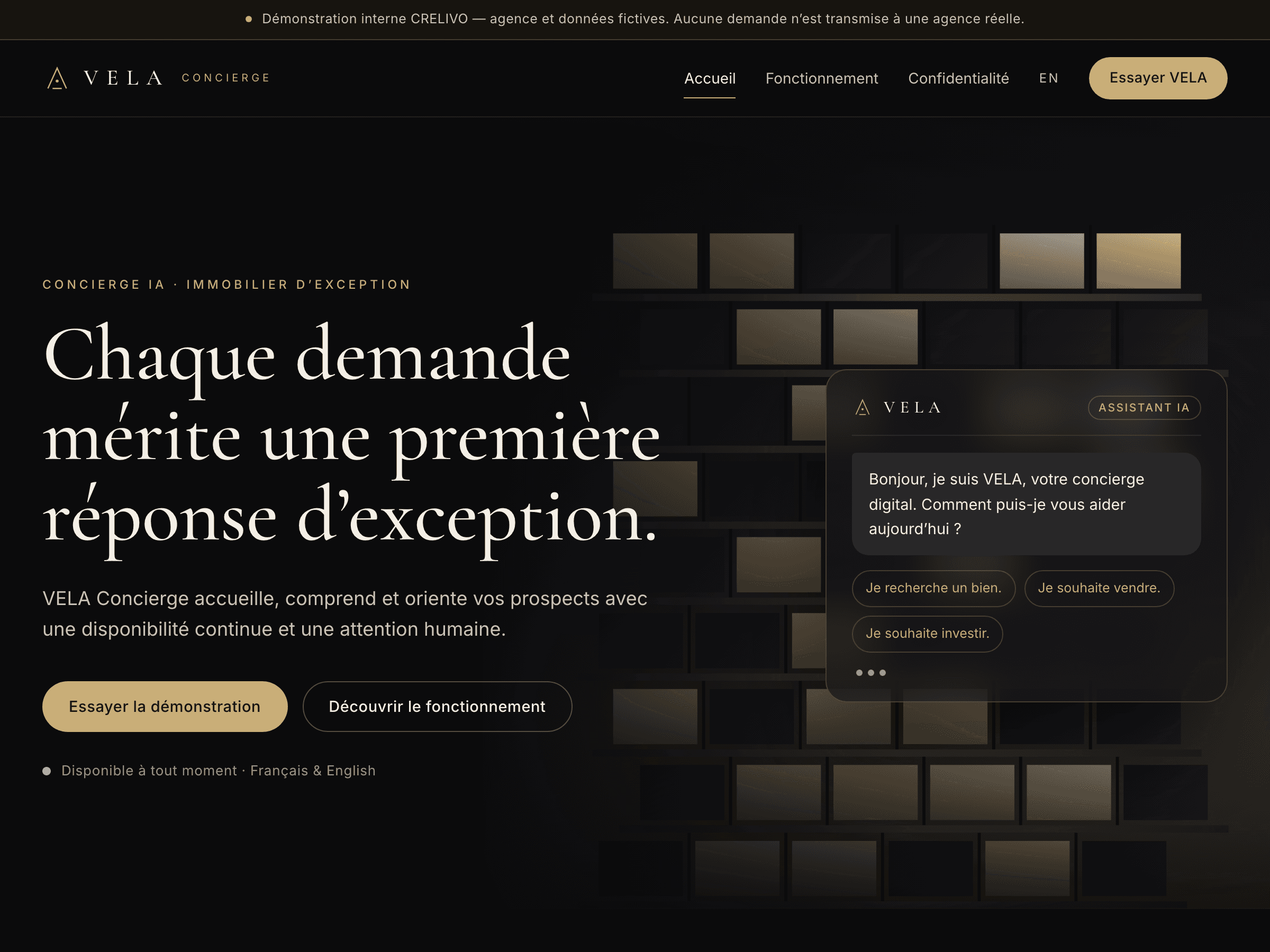 Page d'accueil : « Chaque demande mérite une première réponse d'exception. »